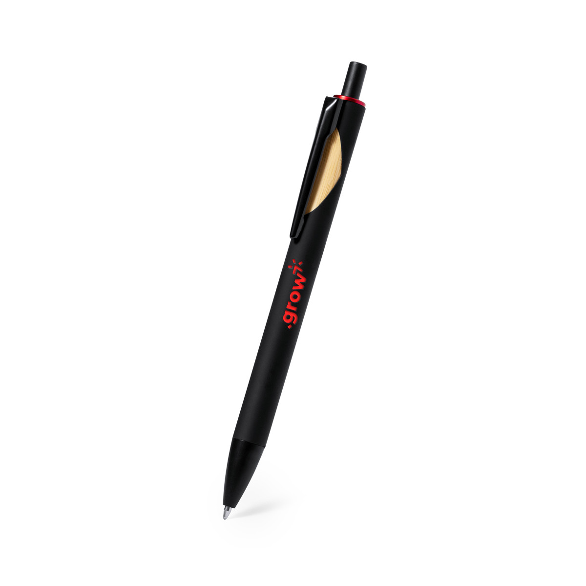 Bolígrafo metálico negro y detalle en bambú para regalar - Bolígrafo Piklam