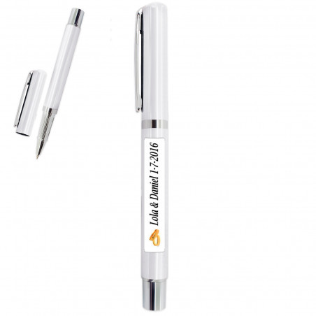 Bolígrafo fino con adhesivo personalizado para detalles de boda