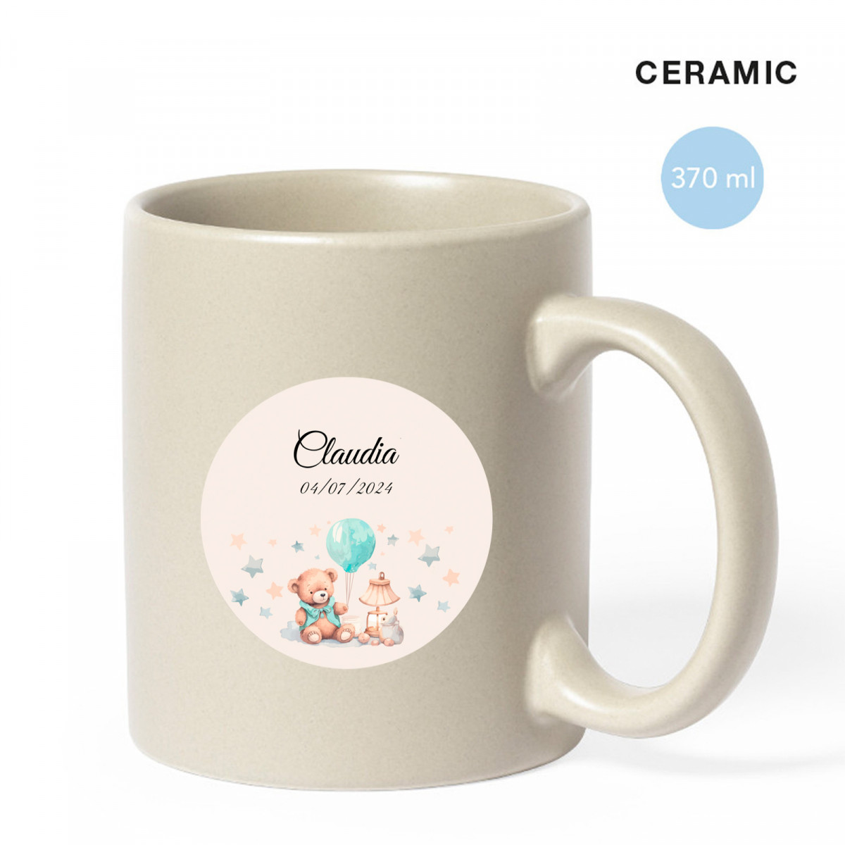 Taza de cerámica personalizada para detalles bautizo