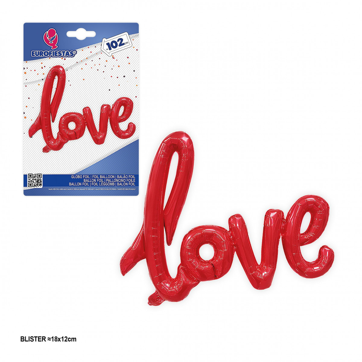 Globo foil en forma de letras love en color rojo 102cm