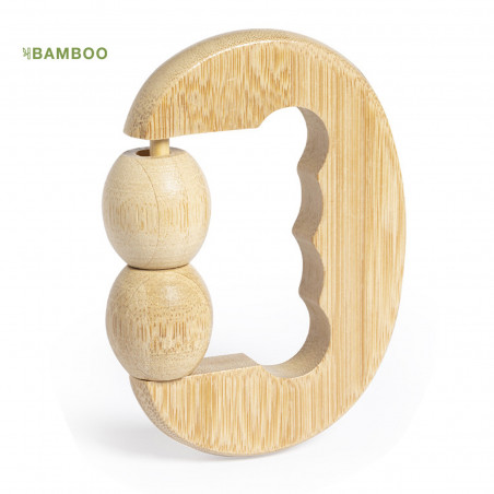 Masajeador de bambú con 2 bolas y asa ergonómica