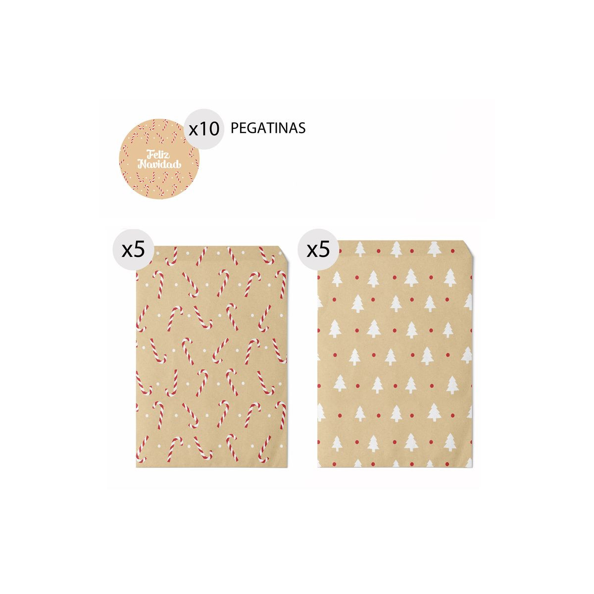 Sobres de regalo para Navidad de papel kraft 10 unidades 13x16