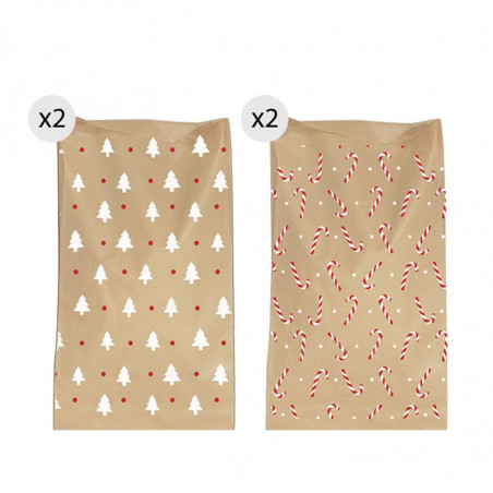 Sobres de regalo papel kraft 4 unidades para Navidad 20x30 minimalista