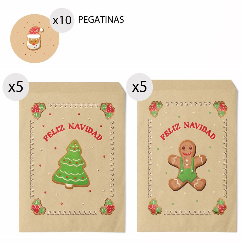 Sobres de regalo 16x24 para Navidad Sweet Christmas 10 unidades