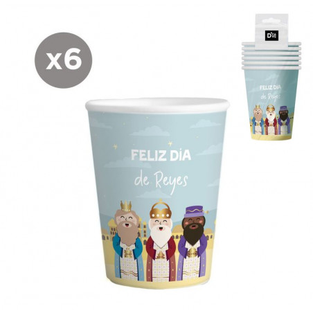 Vasos de cartón 6 unidades 266ml Reyes Magos Navidad