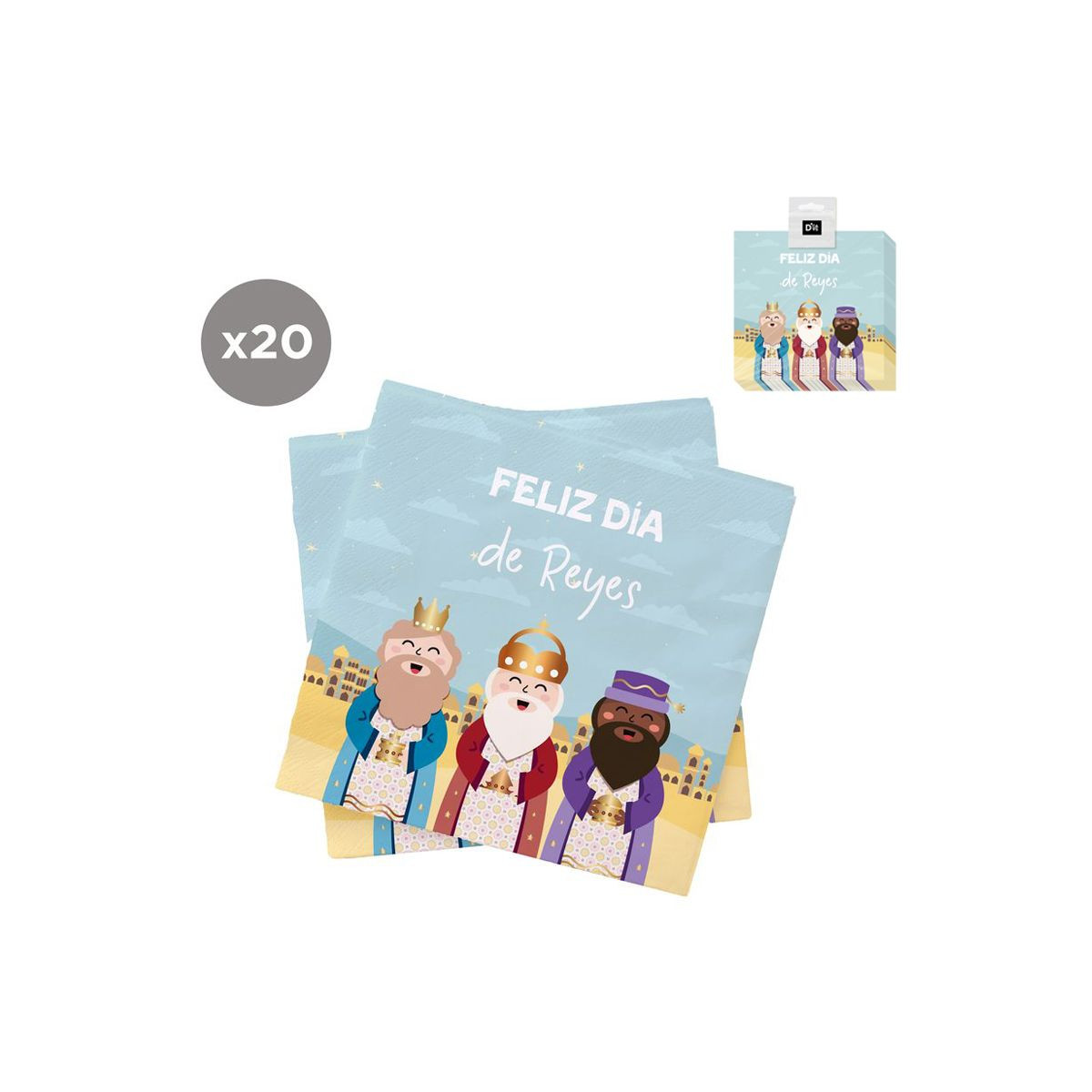 Servilletas de papel Reyes Magos 20 unidades 33x33