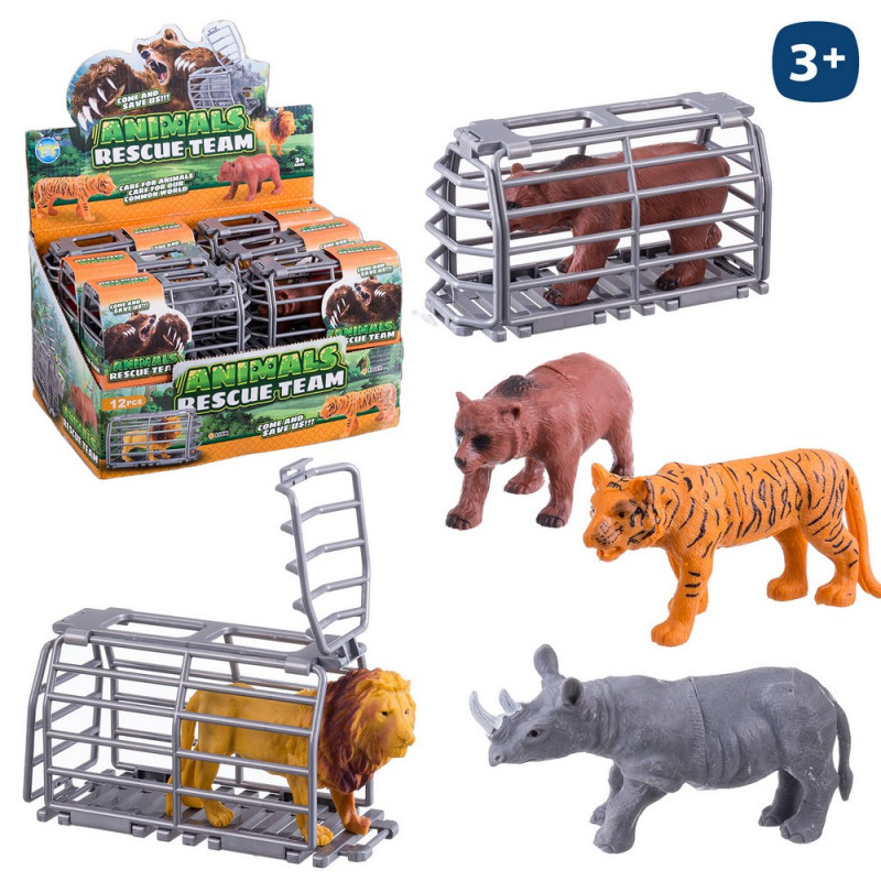 Figura de animal con jaula rescate juego para niños y niñas