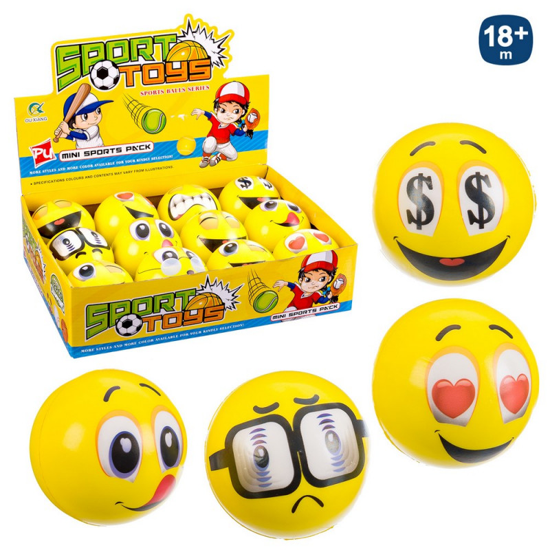 Pelota de foam diseño emoticono 10cm. para niños y niñas