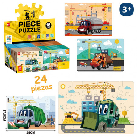 Puzzle de 24 piezas vehículos de construcción infantil