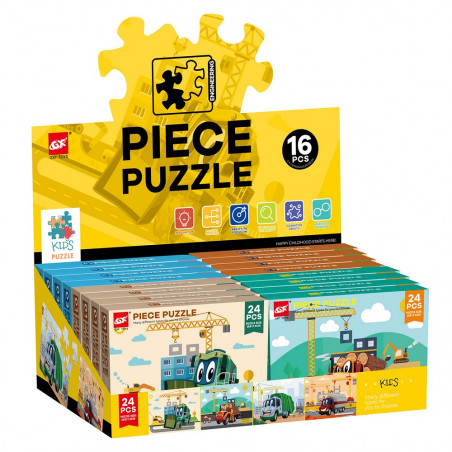 Puzzle de 24 piezas vehículos de construcción infantil