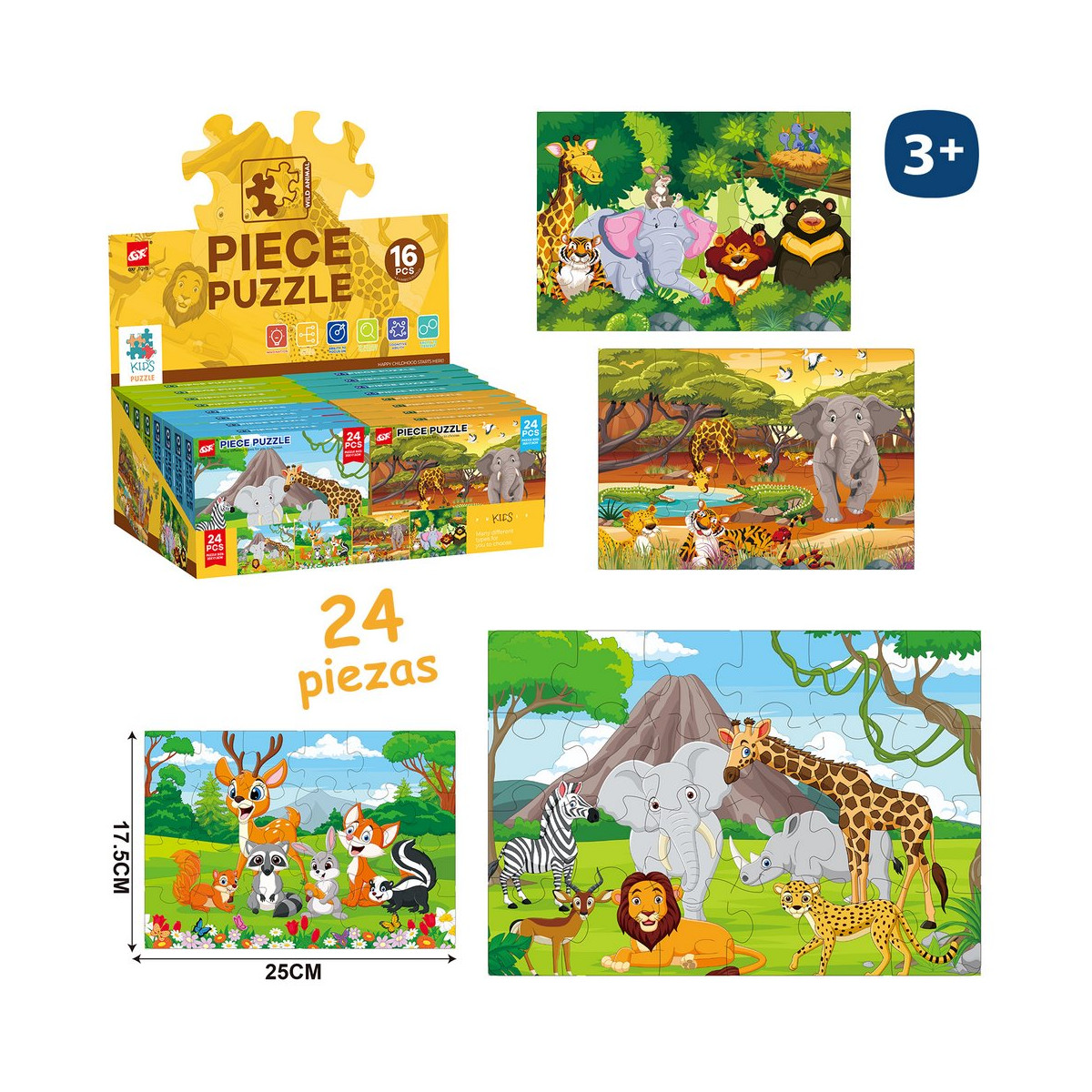 Puzzle de 24 piezas animales salvajes selva infantil