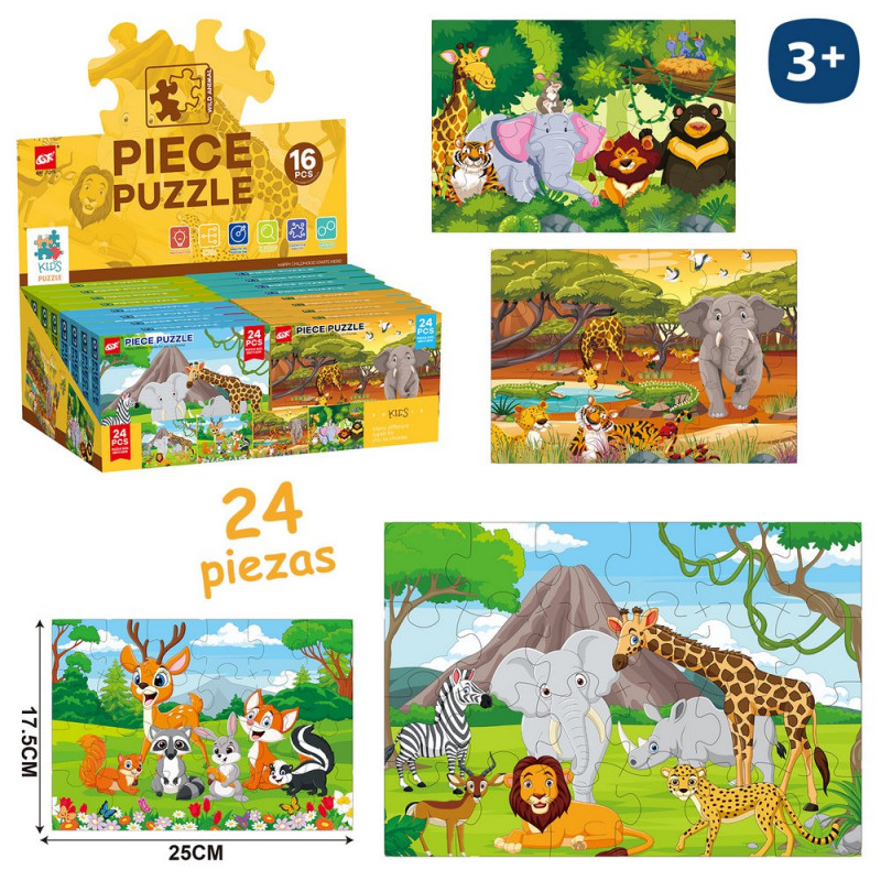 Puzzle de 24 piezas animales salvajes selva infantil