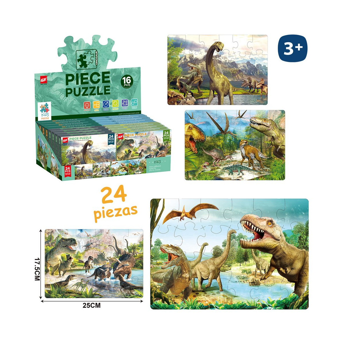 Puzzle de 24 piezas dinosaurios realistas infantil para regalar