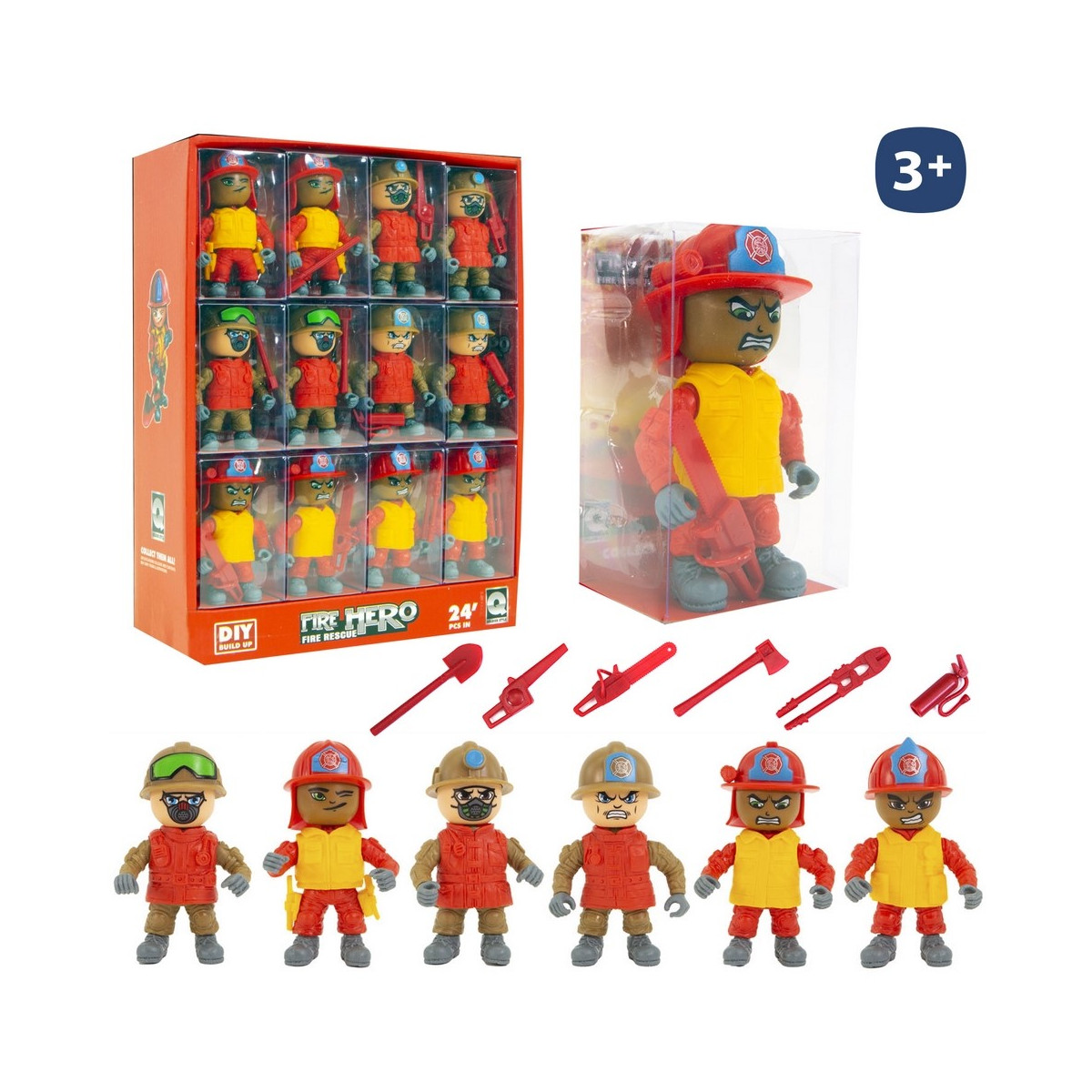 Bombero de juguete figura articulada con complementos