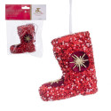 Colgante bota de navidad foam rojo 9cm