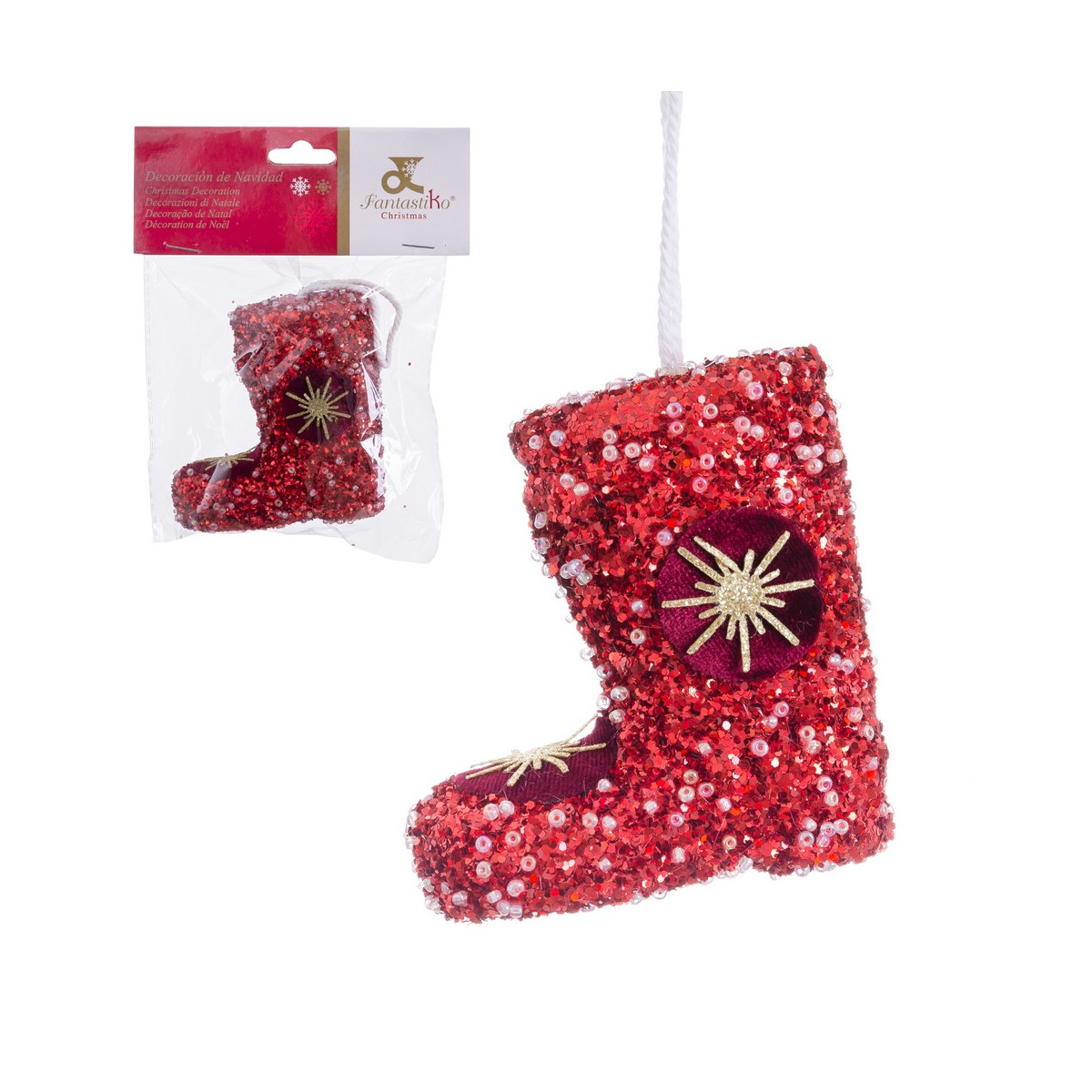 Colgante bota de navidad foam rojo 9cm