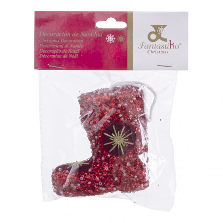 Colgante bota de navidad foam rojo 9cm