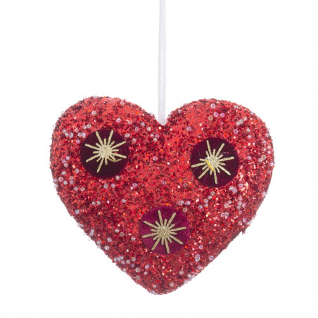 Colgante forma de corazón de navidad foam rojo 13cm