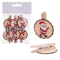 Pinzas de madera decoradas de Navidad en pack de 6 unidades