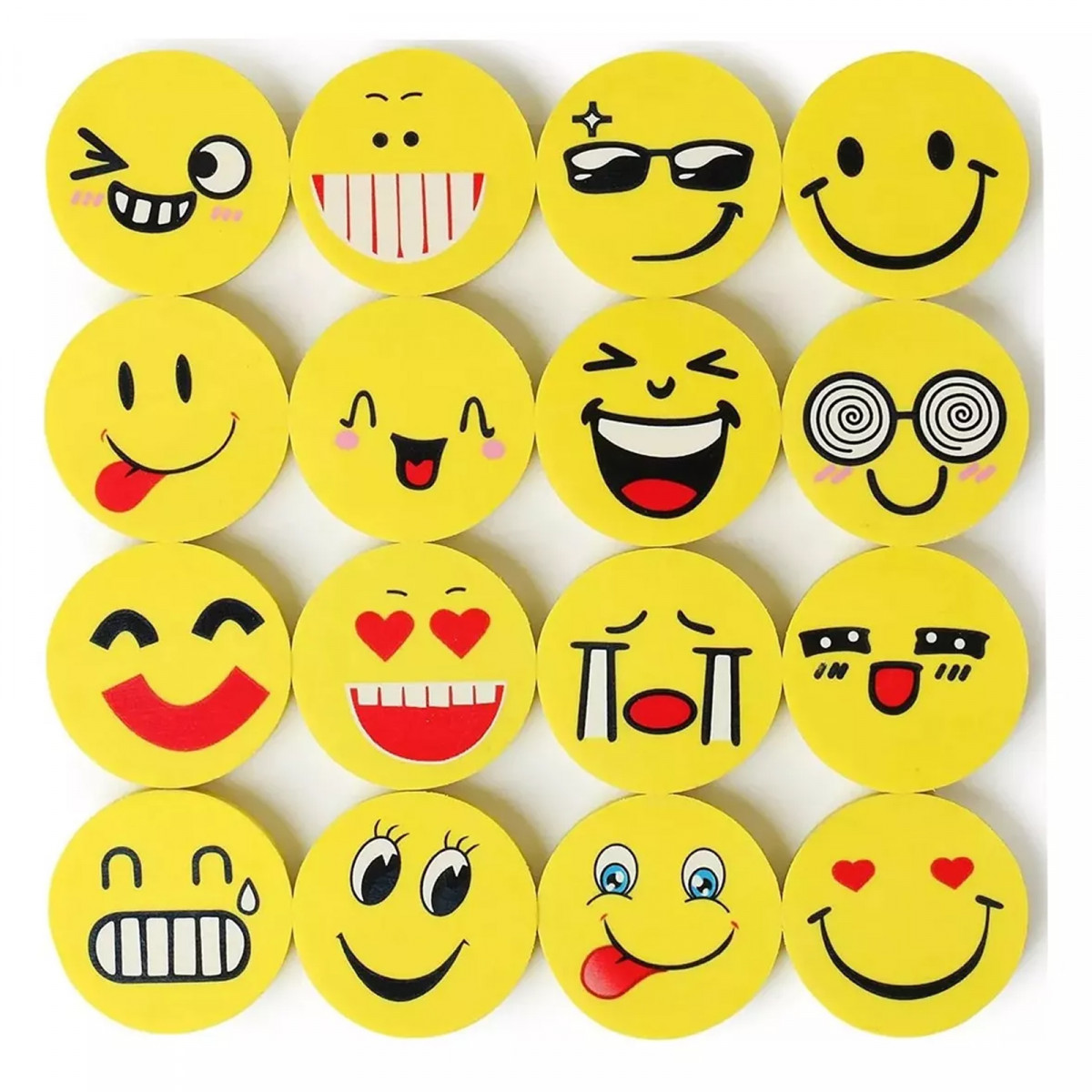 Gomas de borrar con caritas sonrientes en pack de 4 unidades