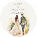 Adhesivo novios 5 cm personalizado para detalles boda