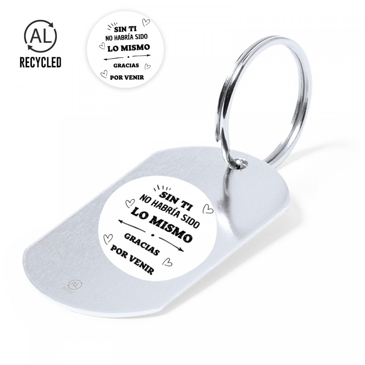 Llavero de aluminio reciclado personalizado para detalles