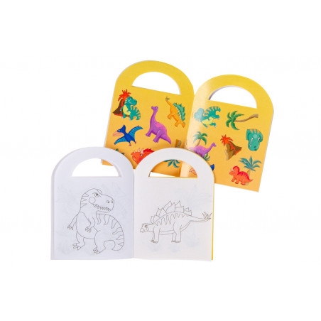 Libro para colorear con pegatinas y lápiz de dinosaurio en bolsa personalizada para detalles