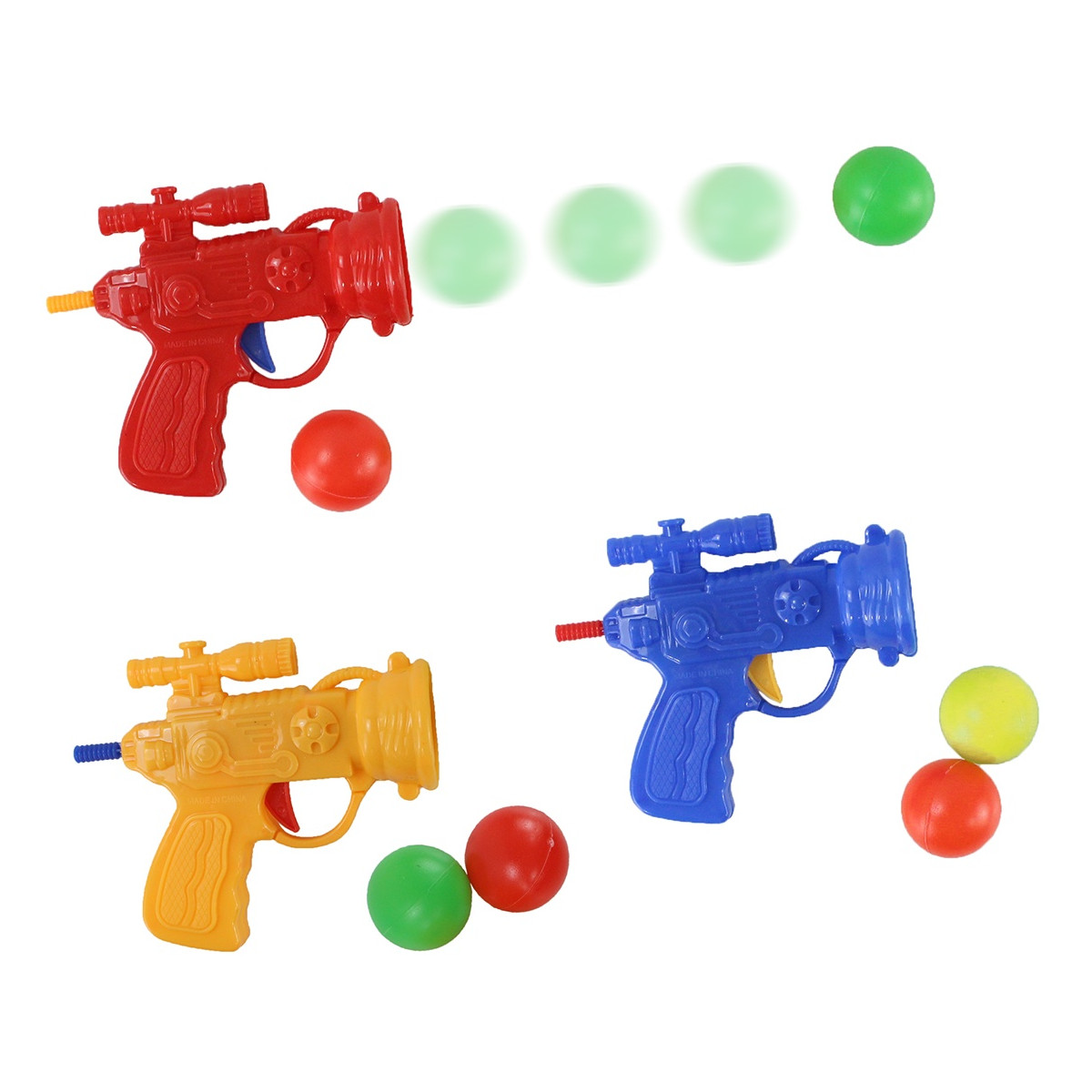 Pistola lanza bolas de colores surtidos