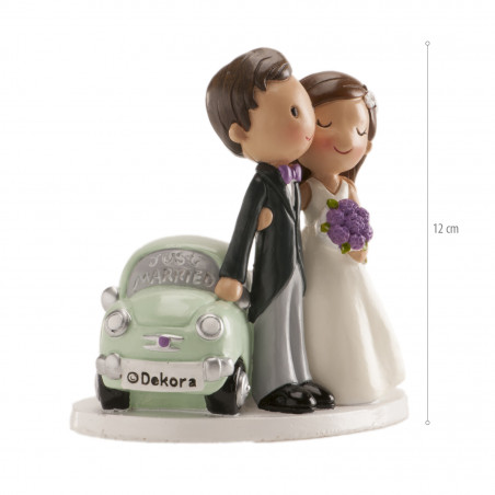 Figura novios coche para tarta de boda