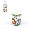 Vasos desechables decorados con animales de la selva en pack de 8 unidades