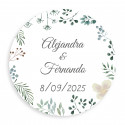 Adhesivo personalizado 5cm herbal minimalista para bodas y eventos