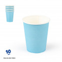 Vasos desechables de carton celeste en pack de 10 unidades