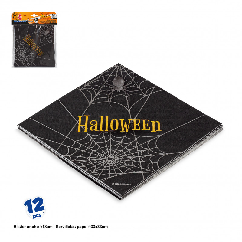 Servilletas para halloween en pack de 12 unidades 33 x 33 cm