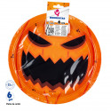 Platos halloween decorativos con diseño calabaza en pack de 6 unidades y 23cm