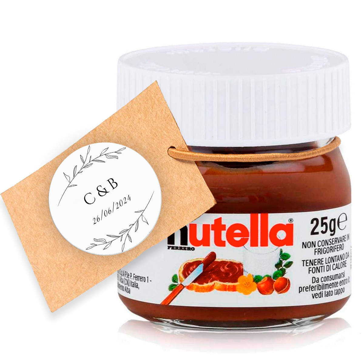 Nutella 25 gramos con etiqueta personalizada para detalles