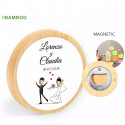 Abridor de madera imantado personalizado para bodas