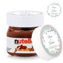 Nutella 25 gramos en tarro de cristal con adhesivo floral 3 cm personalizado para detalles