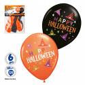 Globos de latex para halloween naranjas y negros en pack de 6 unidades