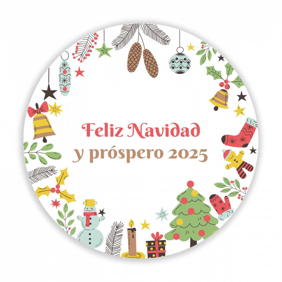 Adhesivo de navidad redondo 5cm elementos decorativos para detalles