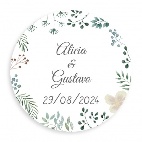 Vela en lata metálica con adhesivo herbal 5cm personalizado para detalles