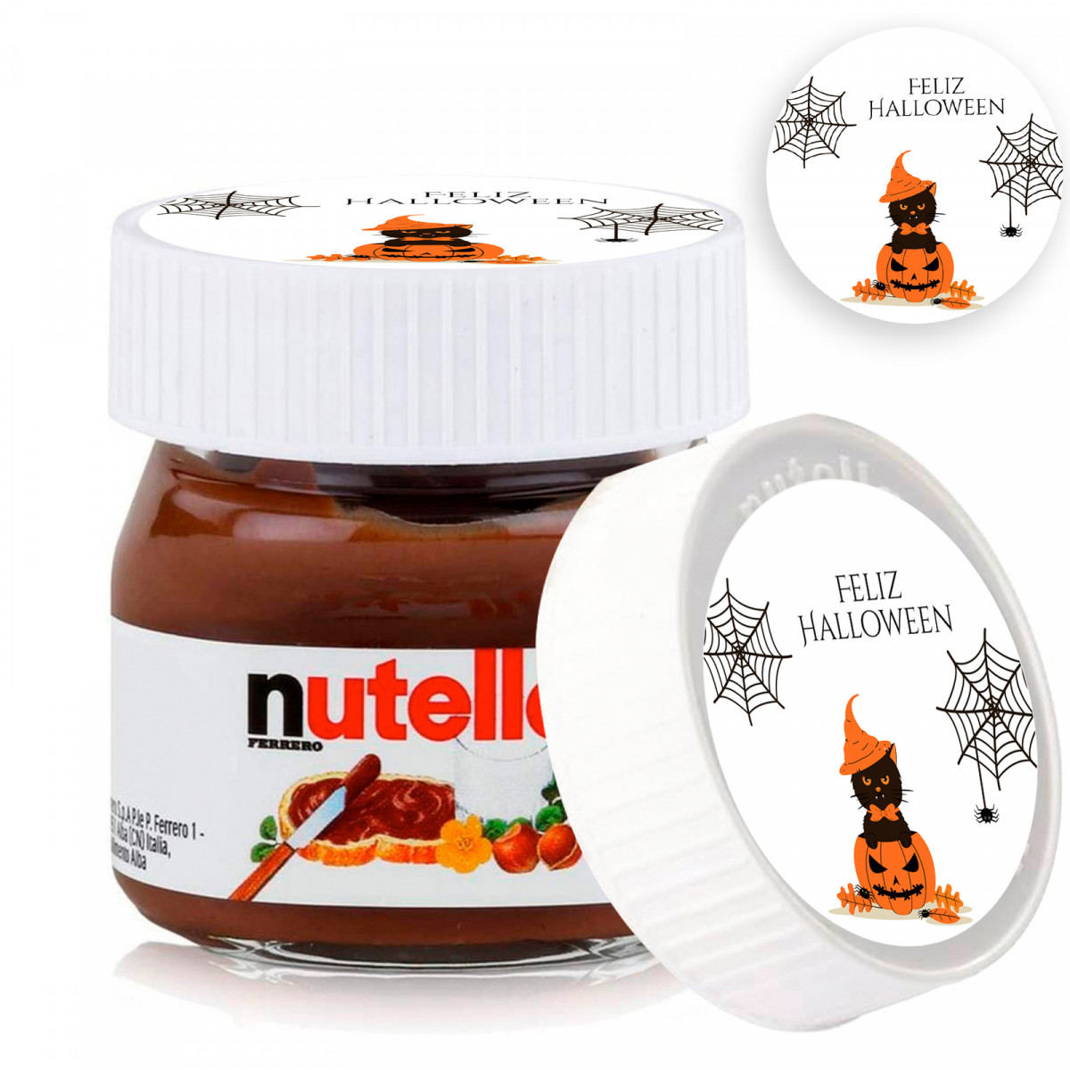 Nutella 25 gramos con tapa personalizada de halloween para regalar