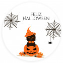 Nocilla mini 15 gr con cuchara de galleta en bolsa transparente con adhesivo halloween personalizado para detalles