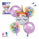 Globos de unicornios en pack de 5 piezas