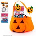 Diadema halloween con calabazas y bolsa de cerebros rellenos de gelatina en bolsa de calabaza para detalles