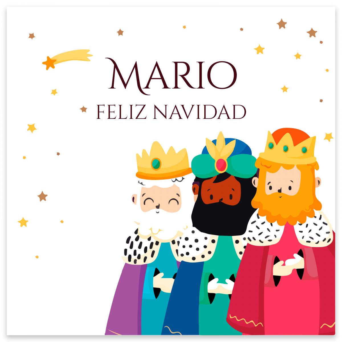 Adhesivo 5x5cm reyes magos personalizable para detalles