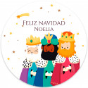 Adhesivo 3cm reyes magos personalizable para detalles navidad