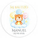 Oso de peluche pequeño con adhesivo personalizado para regalar en Bautizo