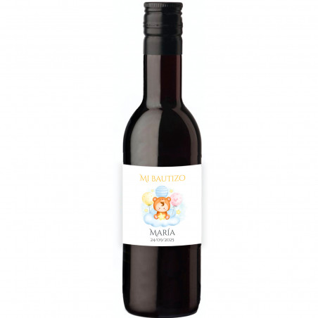 Vino tinto con adhesivo personalizable para detalles