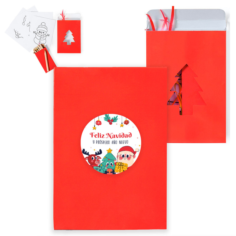 Adornos navideños para colorear con lápices de colores con adhesivo personalizable navideño para detalles