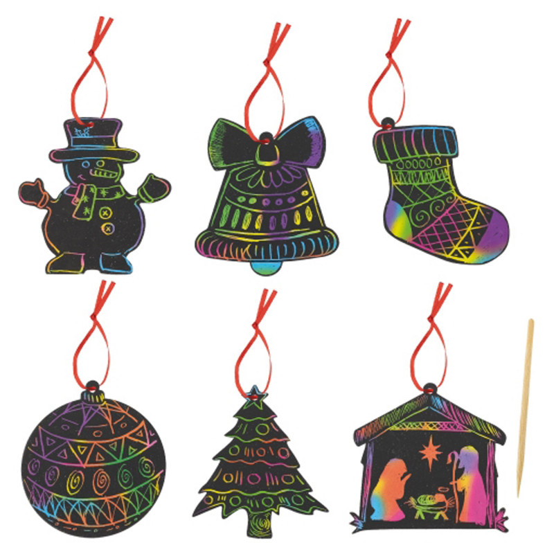 Adornos navideños scrapy en pack de 6 unidades